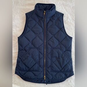 J Crew Factory Down Puffer Vest Womens Size XS - Navy Quilted Full Zip Classic